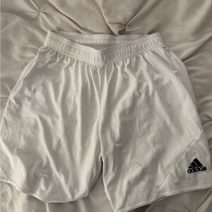 Adidas White Athletic Shorts Lightweight Elastic Waist